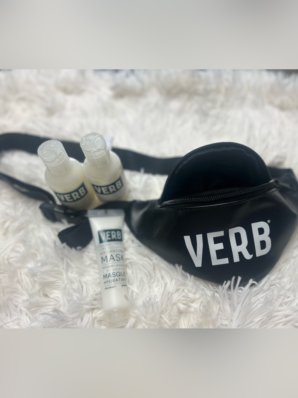 VERB Hydrating Shampoo & Conditioner and Masque Travel Size Set W/Fanny Pac new